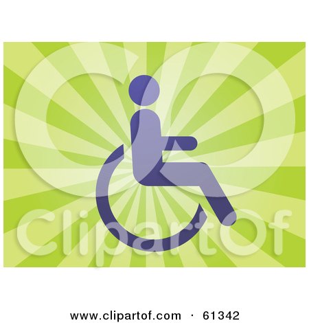 Royalty-free (RF) Clipart Illustration of a Purple Person In A Wheelchair On A Bursting Green Background by Kheng Guan Toh