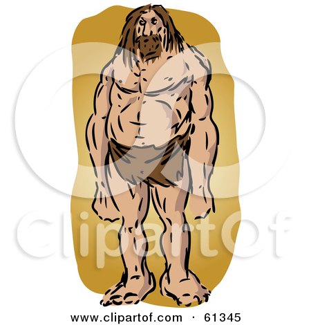 Royalty-free (RF) Clipart Illustration of a Strong Caveman Standing And Wearing A Brown Cloth by Kheng Guan Toh
