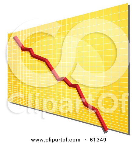 Royalty-free (RF) Clipart Illustration of a Declining Red Line On A Yellow Grid Graph by Kheng Guan Toh