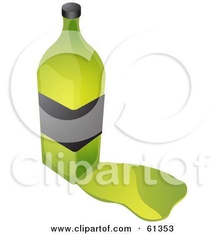 Royalty-free (RF) Clipart Illustration of a Green Bottle Of Olive Oil With A Blank Label And A Spill by Kheng Guan Toh