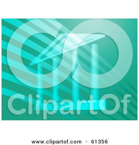Royalty-free (RF) Clipart Illustration of Transparent Columns Over A Lined Teal Background by Kheng Guan Toh