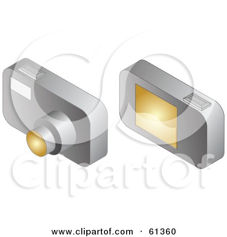 Royalty-free (RF) Clipart Illustration of a Compact Silver Digital Camera, Showing The Front And Back by Kheng Guan Toh