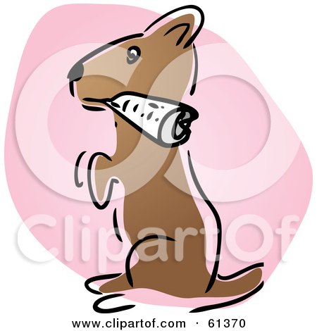 Royalty-free (RF) Clipart Illustration of a Cute Dog Fetching A Newspaper And Sitting Up by Kheng Guan Toh