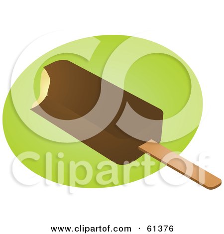 Royalty-free (RF) Clipart Illustration of a Bite Missing From A Fudgesicle On A Green And White Background by Kheng Guan Toh