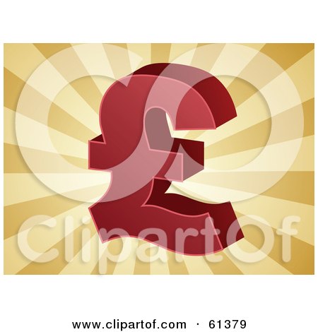 Royalty-free (RF) Clipart Illustration of a Red 3d Pound Symbol On A Bursting Brown Background by Kheng Guan Toh