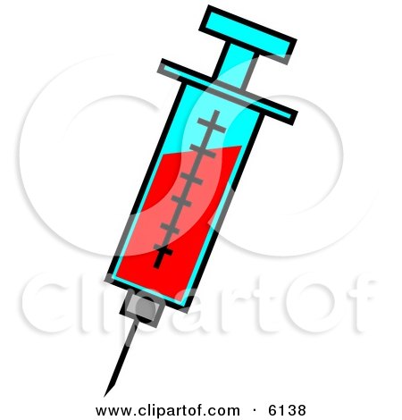 Blue Syringe Filled With Blood Clipart Illustration by djart