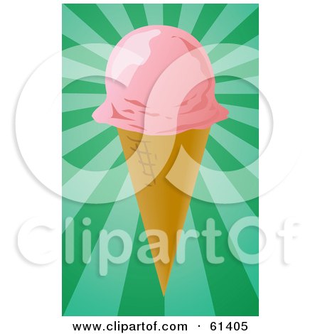 Royalty-free (RF) Clipart Illustration of a Waffle Ice Cream Cone With A Scoop Of Strawberry by Kheng Guan Toh