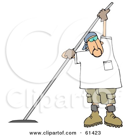 Royalty-free (RF) Clipart Illustration of a Man Using A Concrete Finishing Tool And Wearing Sunglasses by djart