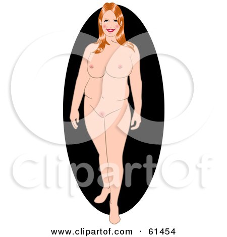 Royalty-free (RF) Clipart Illustration of a Big Nude Red Haired Pinup Woman Standing And Smiling by r formidable