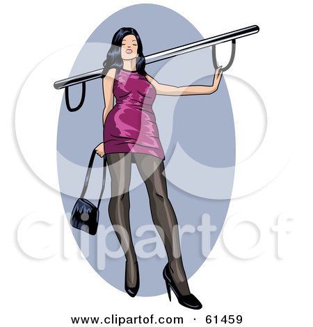 Royalty-free (RF) Clipart Illustration of a Sexy Lady Wearing A Purple Dress And Touching A Bar by r formidable
