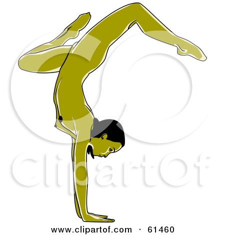Royalty-free (RF) Clipart Illustration of a Nude Green Woman Doing A Yoga Hand Stand by r formidable