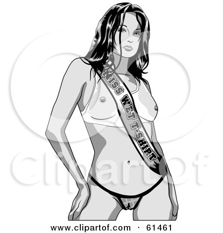 Royalty-free (RF) Clipart Illustration of a Sexy Miss Wet T Shirt Contest Winner Woman by r formidable
