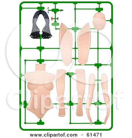 Royalty-free (RF) Clipart Illustration of Snap Off Pieces Of A Model Woman  by r formidable