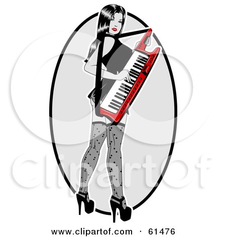 Royalty-free (RF) Clipart Illustration of a Sexy Woman Looking Back And Playing A Keytar by r formidable