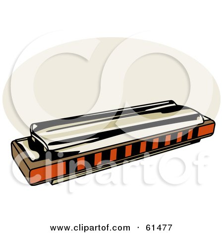 Royalty-free (RF) Clipart Illustration of a Metal and Orange Harmonica by r formidable