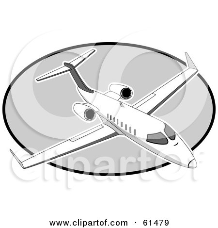Royalty-free (RF) Clipart Illustration of a Black And White Airplane by r formidable