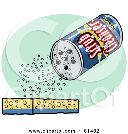 Royalty-free (RF) Clipart Illustration of a Container Of Scrub Cleanser Sprinkling On A Sponge by r formidable