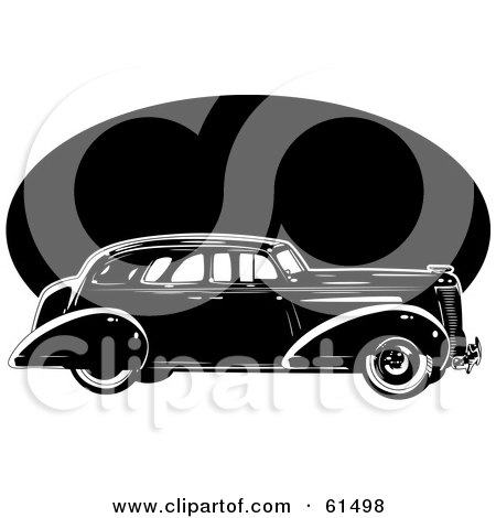 Royalty-free (RF) Clipart Illustration of a Black Vintage Car by r formidable