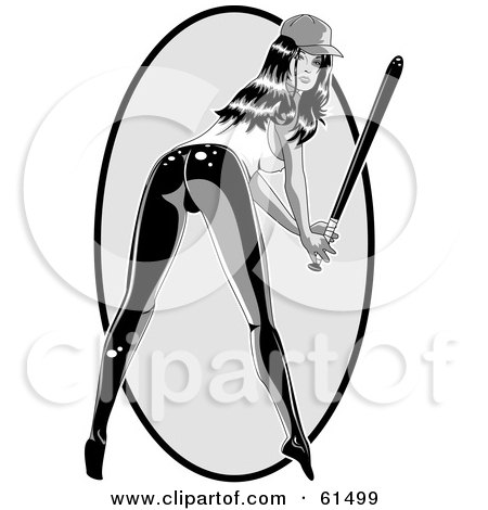 Royalty-free (RF) Clipart Illustration of a Sexy Woman Bending Over And Batting by r formidable