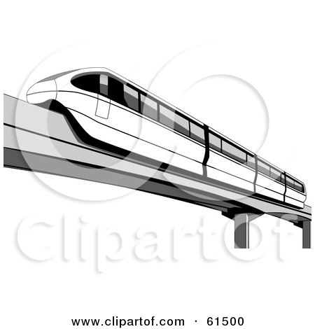 Royalty-free (RF) Clipart Illustration of a Black And White Monorail Car Speeding By by r formidable