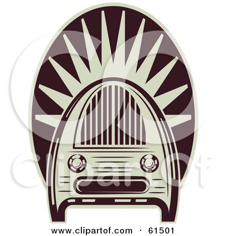 Royalty-free (RF) Clipart Illustration of a Maroon And White Vintage Radio by r formidable