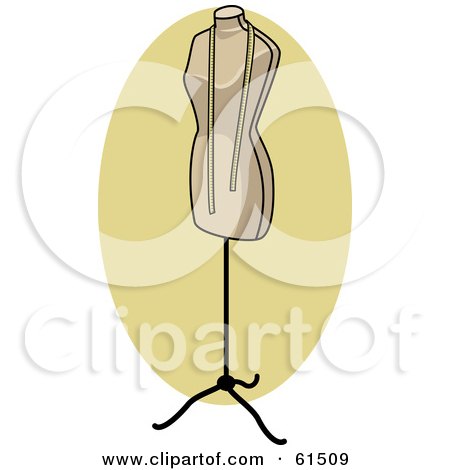 Royalty-free (RF) Clipart Illustration of Measuring Tape Draped On A Sewing Mannequin On A Stand by r formidable