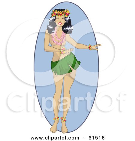 Royalty-free (RF) Clipart Illustration of a Sexy Hula Dancer Wearing A Short Skirt by r formidable