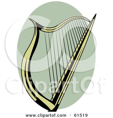 Royalty-free (RF) Clipart Illustration of a Beautiful Yellow Harp by r formidable