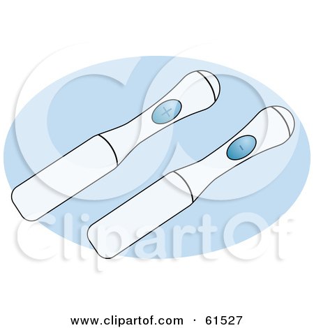 Royalty-free (RF) Clipart Illustration of Two Positive And Negative Pregnancy Tests by r formidable