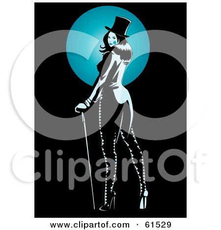 Royalty-free (RF) Clipart Illustration of a Sexy Dancer Woman In A Top Hat, Using A Cane by r formidable