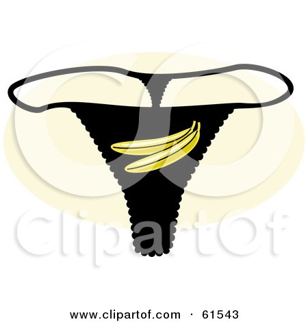 Royalty-free (RF) Clipart Illustration of a Black Banana Underwear G String Thong by r formidable