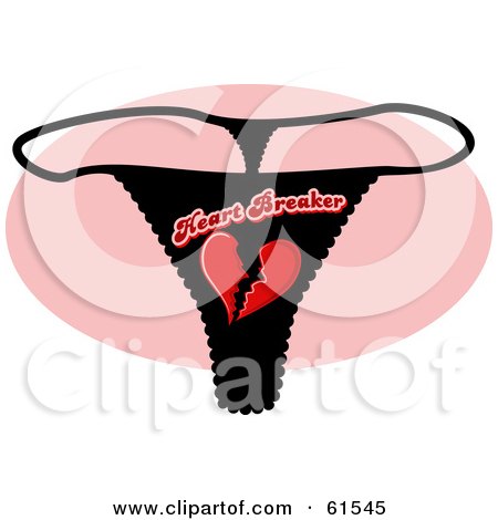Royalty-free (RF) Clipart Illustration of a Black Broken Heart Underwear G String Thong by r formidable