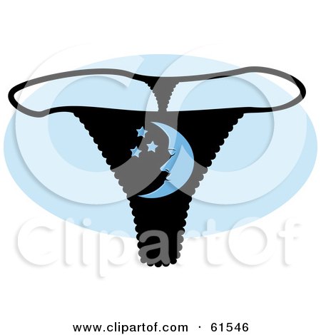 Royalty-free (RF) Clipart Illustration of a Black Moon Underwear G String Thong by r formidable