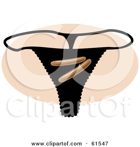 Royalty-free (RF) Clipart Illustration of a Black Hot Dog Underwear G String Thong by r formidable