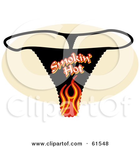 Royalty-free (RF) Clipart Illustration of a Black Smokin Hot Underwear G String Thong by r formidable