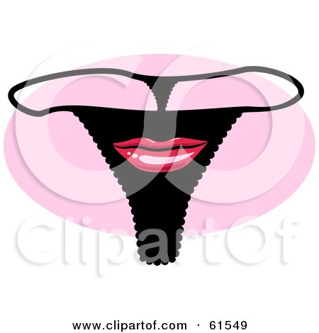 Royalty-free (RF) Clipart Illustration of a Black Lips Underwear G String Thong by r formidable