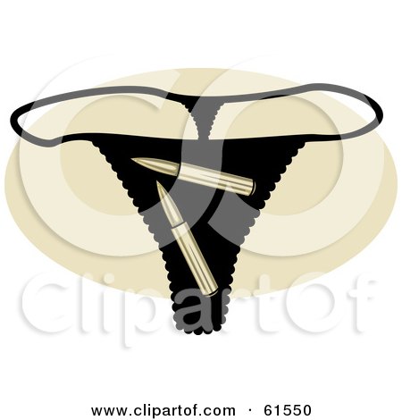 Royalty-free (RF) Clipart Illustration of a Black Bullet Underwear G String Thong by r formidable