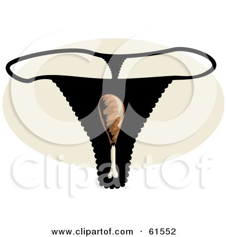 Royalty-free (RF) Clipart Illustration of a Black Chicken Drumstick Underwear G String Thong by r formidable