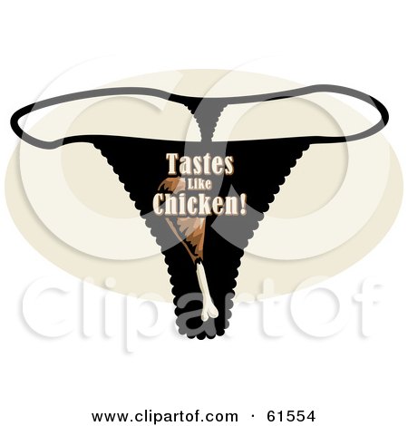Royalty-free (RF) Clipart Illustration of a Black Drumstick Chicken Underwear G String Thong by r formidable