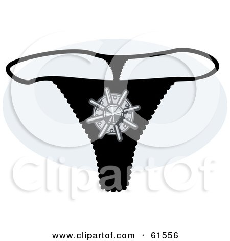 Royalty-free (RF) Clipart Illustration of a Black Safe Underwear G String Thong by r formidable