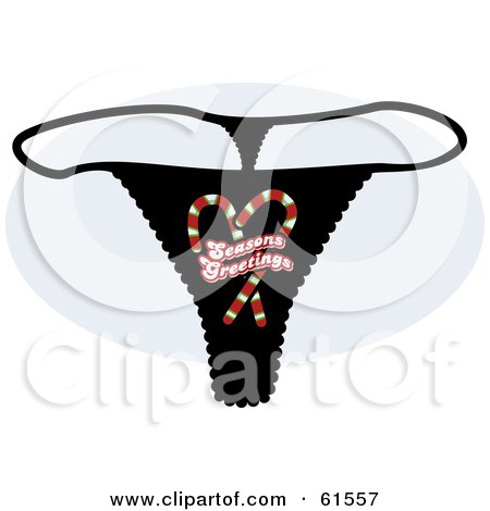 Royalty-free (RF) Clipart Illustration of a Black Candy Cane Underwear G String Thong by r formidable
