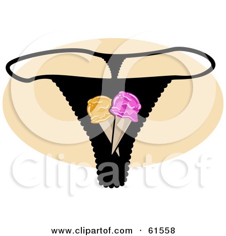 Royalty-free (RF) Clipart Illustration of a Black Ice Cream Underwear G String Thong by r formidable