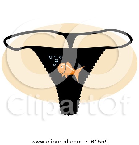 Royalty-free (RF) Clipart Illustration of a Black Goldfish Underwear G String Thong by r formidable