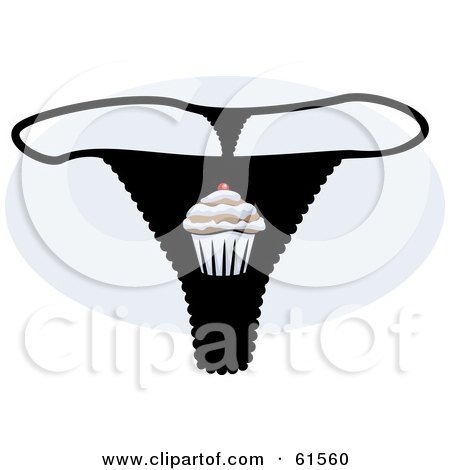Royalty-free (RF) Clipart Illustration of a Black Cupcake Underwear G String Thong by r formidable
