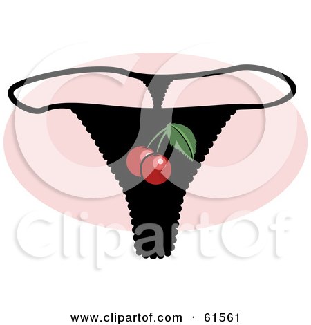 Royalty-free (RF) Clipart Illustration of a Black Cherry Underwear G String Thong by r formidable