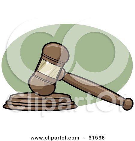 Royalty-free (RF) Clipart Illustration of a Wooden Judge's Gavel Banging by r formidable