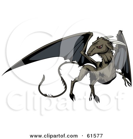 Royalty-free (RF) Clipart Illustration of a Black Winged Jersey Devil by r formidable