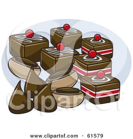 Royalty-free (RF) Clipart Illustration of a Group Of Chocolate Candies And Drops by r formidable