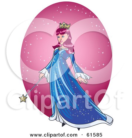 Royalty-free (RF) Clipart Illustration of a Pink Haired Princess Wearing A Blue Dress by r formidable