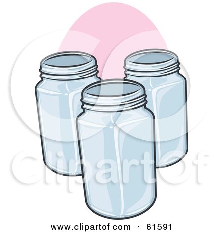 Royalty-free (RF) Clipart Illustration of Three Glass Canning Jars by r formidable